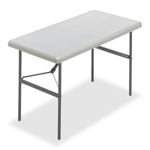 Iceberg IndestrucTable TOO 1200 Series Folding Table - Rectangle Top - Straight Base - 300 lb Capacity - 24" Table Top Length x 48" Table Top Width x 1" Table Top Thickness - 29" Height - Indoor, Outdoor - Assembly Required - Platinum, Powder Coated - Pol