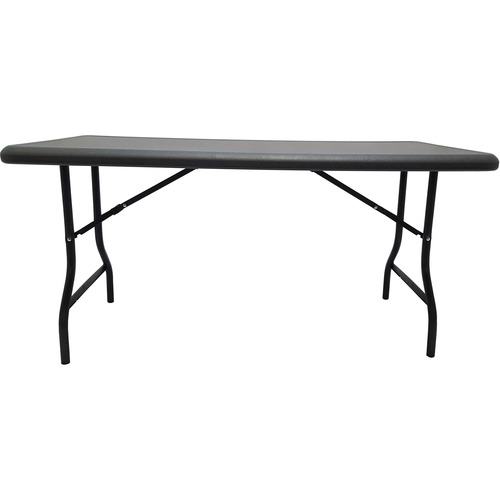 Iceberg IndestrucTable TOO 1200 Series Folding Table - Rectangle Top - 30" Table Top Length x 60" Table Top Width x 1" Table Top Thickness x 1" Table Top Diameter - 29" Height - Assembly Required - Charcoal Gray, Powder Coated - Polyethylene, Resinite, St