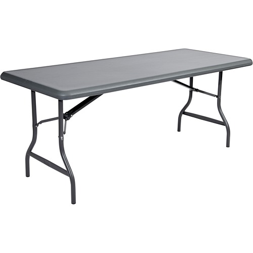 Iceberg IndestrucTable TOO 1200 Series Folding Table - Rectangle Top - Round Leg Base - Contemporary Style - 1200 lb Capacity - 30" Table Top Length x 72" Table Top Width x 1" Table Top Thickness x 1" Table Top Diameter - 29" Height - Charcoal, Powder Coa