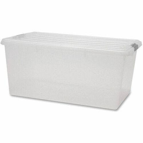 IRIS Clear Storage Boxes with Lids - External Dimensions: 17.5" Width x 26.1" Depth x 11.9" Height - 17 gal - Stackable - Polypropylene - Clear - For Multipurpose - 5 / Carton