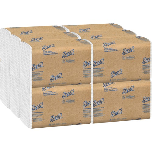 Scott Essential C Fold Paper Towels with Fast-Drying Absorbency Pockets - 10.13" x 13.15" - White - Paper - 200 Per Pack - 12 / Carton