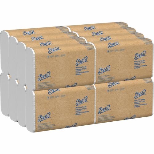 Scott Essential MultiFold Paper Towels with Fast-Drying Absorbency Pockets - 9.20" x 9.40" - White - Recyclable, Absorbent - 250 Per Pack - 16 / Carton