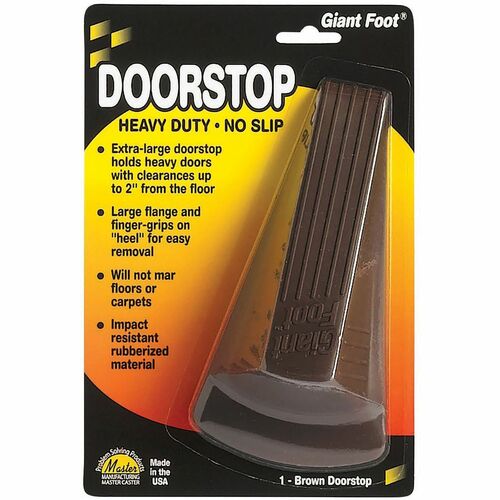 Giant Foot Doorstop, Brown - Heavy-Duty, No-Slip, 6-3/4"L x 3-1/2"W x 2"H, 1/pk