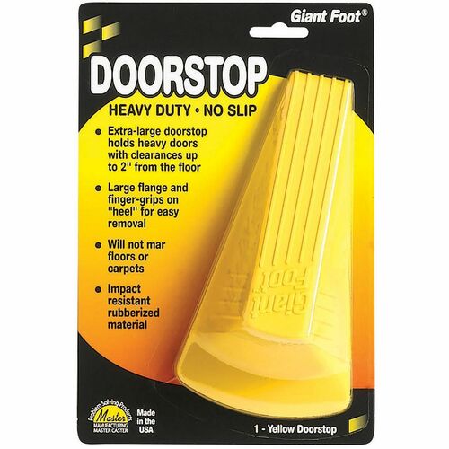 Giant Foot Doorstop - 2" Door Clearance - Non-skid Base, Prevent Scratches, Impact Resistant, Non-slip, Heavy Duty, Crush Proof - Rubber, Santoprene, Sanoprene - 2" x 3.5" - Yellow
