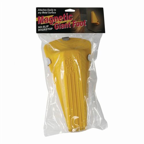 Giant Foot Doorstop, Magnetic, Yellow - Heavy-Duty, No-Slip, 6-3/4"L x 3-1/2"W x 2"H, 1/pk