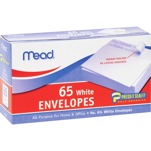 Mead No. 6-3/4 All-purpose White Envelopes - Business - #6 3/4 - 3 5/8" Width x 6 1/2" Length - Self-sealing - 65 / Box - White
