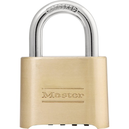 Master Lock Resettable Combination Lock - 4 Digit - 0.31" Shackle Diameter - Brass - Brass - 1 Each