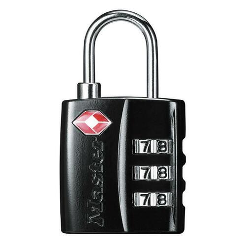 Master Lock Luggage Keyed Combination Padlock - 3 Digit - Keyed Alike - 0.13" (3.18 mm) Shackle Diameter - Metal - Black - 1 Each = MLK4680DBLK
