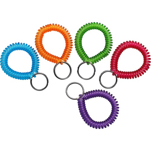 MMF Wrist Coil Key Rings - Plastic - 10 / Box - Assorted - Key Coils & Clips - MMF20145AP47