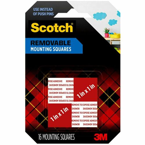 Scotch Double-stick Foam Mounting Squares - 1" Length x 1" Width - Gray - Foam - Adhesive Backing - For Mounting Decoration, Mounting Artwork - 16 / Pack