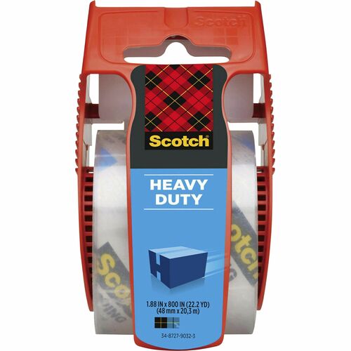 Scotch Super-Strength Packaging Tape - 22.20 yd Length x 1.88" Width - 3.1 mil Thickness - 1.50" Core - Synthetic Rubber Resin - Dispenser Included - Handheld Dispenser - Moisture Resistant, Split Resistant - For Packing, Shipping - 1 / Roll - Clear