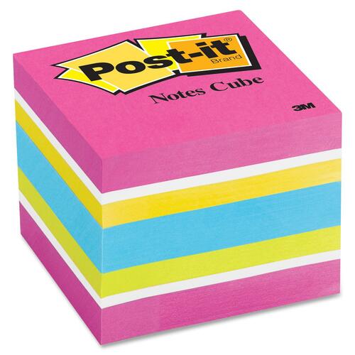 Post-it® Notes Cube in Ultra Colors - 400 - 2" x 2" - Unruled - Assorted - Paper - Repositionable, Self-adhesive - 1 Each