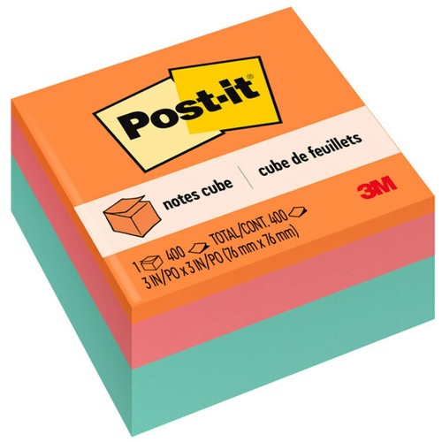 Post-it® Notes Cube - Aqua Wave - 470 - 3" x 3" - Square - 470 Sheets per Pad - Unruled - Aqua Wave - Paper - Self-adhesive - 1 / Pad
