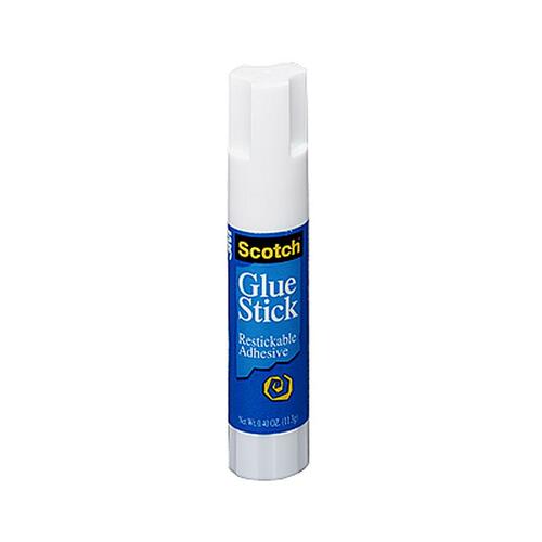 3M Scotch Restickable Glue Stick - 0.49 oz - 1 Each - White