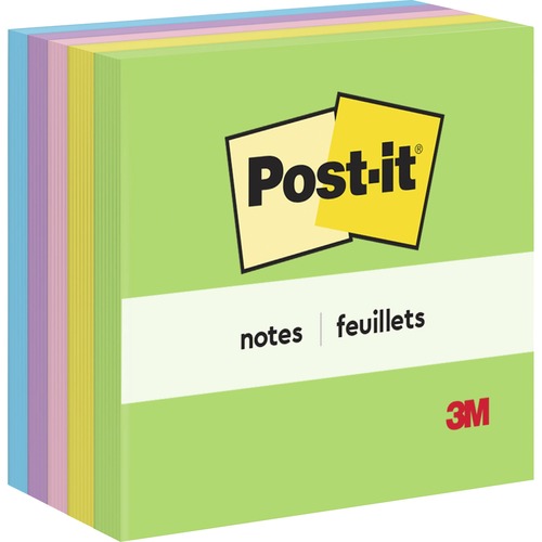 Post-it® Notes - Floral Fantasy Color Collection - 500 - 3" Flag/Note Width x 3" Flag/Note Length - Square - 100 Sheets per Pad - Unruled - Limeade, Blue Paradise, Citron, Positively Pink, Iris Infusion - Paper - Self-adhesive, Repositionable - 5 / Pa