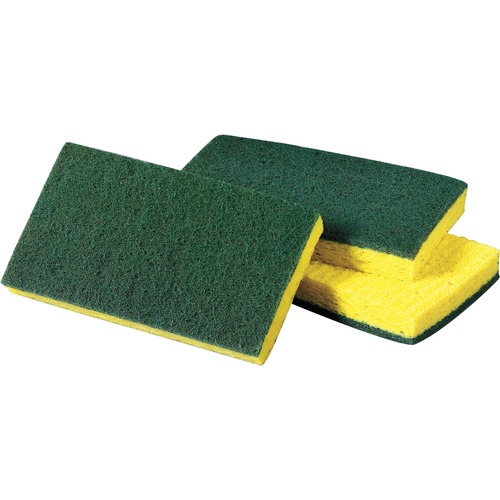 Scotch-Brite Medium-Duty Scrub Sponges - 6.3" Height x 3.5" Width - 20/Carton - Cellulose - Yellow, Green