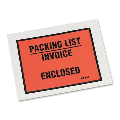 3M Full Print Packing List Envelopes - Packing List - 5 1/2" Width x 4 1/2" Length - Self-sealing - Orange - Polypropylene - 1000 / Box