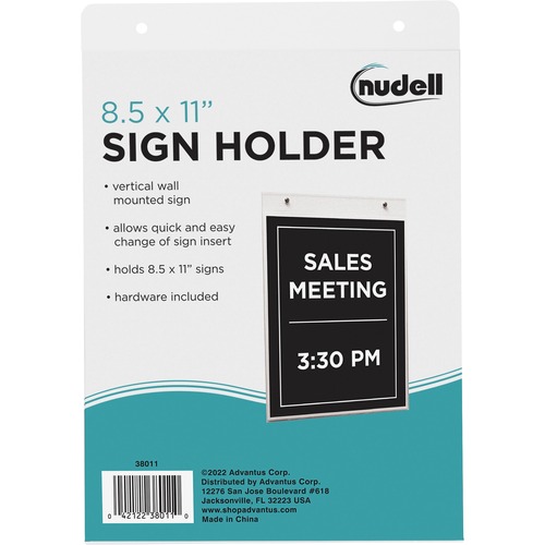 Golite nu-dell Sign Holder - Support 8.50" x 11" Media - Vertical - Plastic - 1 Each - Clear