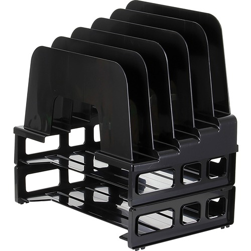 Officemate Incline Sorter with 2 Letter Trays - 5 Compartment(s) - 14" Height x 9.1" Width x 13.5" DepthDesktop - Stackable - Black - 1 / Pack