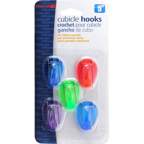 Officemate Cubicle Hooks - Standard - 5 / Pack - Assorted