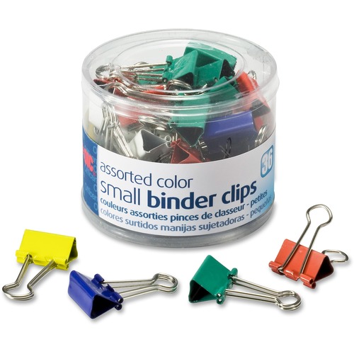 Officemate Binder Clips, Small - Small - 0.38" Size Capacity - 36 / Pack - Assorted