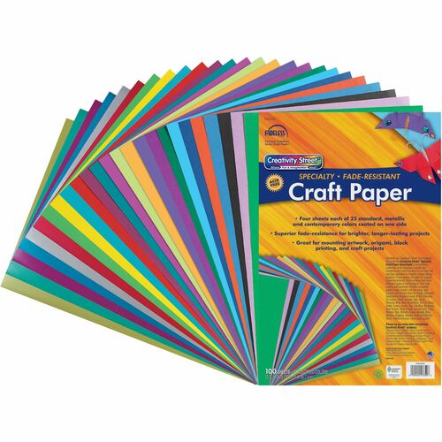 Creativity Street Designer Art Paper Sheets - Art - 12" Width x 18" Length - Assorted - 100 / Pack