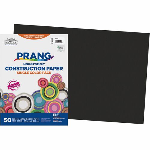 Prang Construction Paper - Multipurpose - 12"Width x 18"Length - 50 / Pack - Black