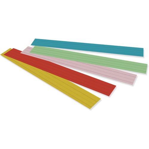 Pacon® Kraft Lightweight Sentence Strips - 3"H x 24"W - Dual-Sided - 1.5" Rule/Single Line Rule - 100 Strips/Pack - 5 Assorted Colors