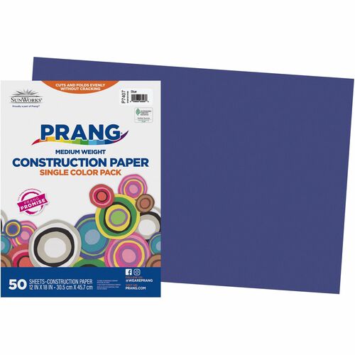 SunWorks, PAC7307, Construction Paper, 50 / Pack, Dark Blue 