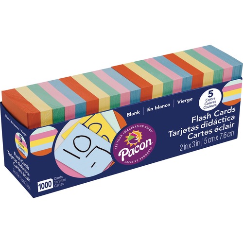 Pacon Assorted Colors Blank Flash Cards - Educational - 1000 / Pack