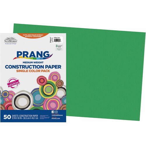 Prang Construction Paper - Multipurpose - 12"Width x 18"Length - 50 / Pack - Holiday Green