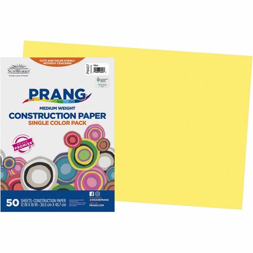 Prang Construction Paper - Multipurpose - 12"Width x 18"Length - 50 / Pack - Yellow