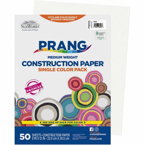 Prang Construction Paper - Multipurpose - 9"Width x 12"Length - 50 / Pack - White
