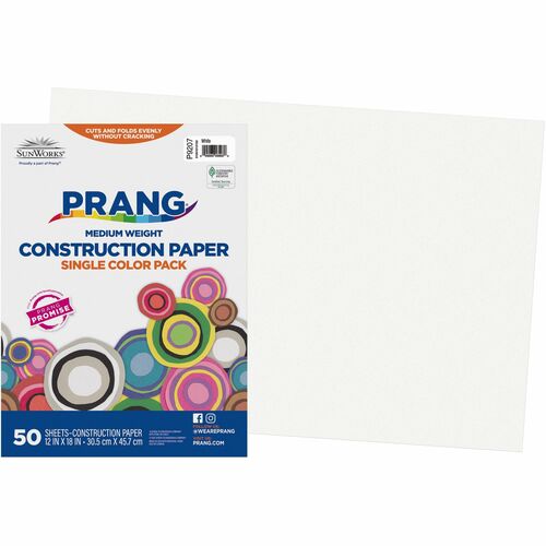 Prang Construction Paper - Multipurpose - 12"Width x 18"Length - 50 / Pack - White