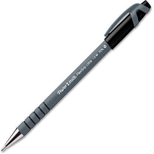 Paper Mate Flexgrip Ultra Pen - Medium Pen Point - Refillable - Black Alcohol Based Ink - Black Barrel - 1 Each - Ballpoint Stick Pens - PAP9630131