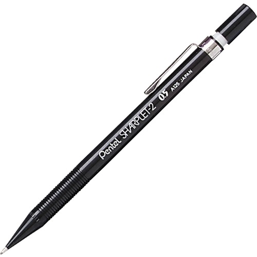 Pentel Sharplet-2 Mechanical Pencils - 0.5 mm Lead Diameter - Refillable - Black Barrel - 12 / Dozen
