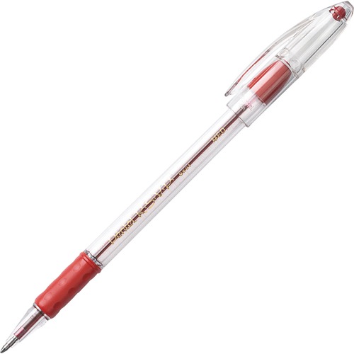 Pentel R.S.V.P. Ballpoint Stick Pens - Medium Pen Point - 1 mm Pen Point Size - Refillable - Red - Clear Barrel - 1 Dozen