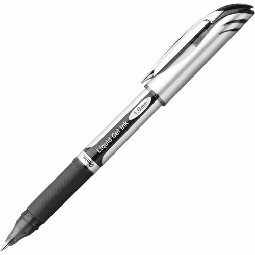 EnerGel EnerGel Deluxe Liquid Gel Pen - Bold Pen Point - 1 mm Pen Point Size - Refillable - Black Gel-based Ink - Silver Barrel - 1 Each