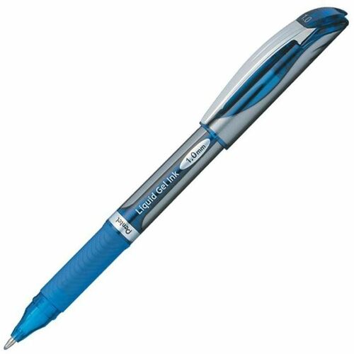 Pentel EnerGel Deluxe Liquid Gel Pen - Bold Pen Point - 1 mm Pen Point Size - Refillable - Blue Gel-based Ink - Silver Barrel - 1 Each - Gel Ink Pens - PENBL60C
