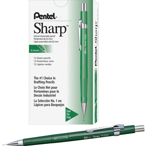 Pentel Sharp Mechanical Pencil - HB Lead - 0.5 mm Lead Diameter - Refillable - Green Barrel - 1 Each