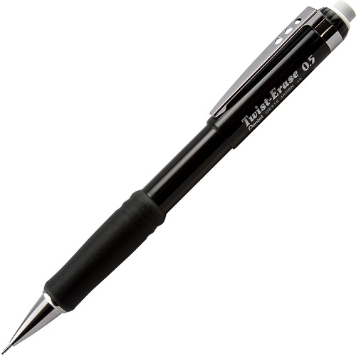 Pentel Twist-Erase III Mechanical Pencil - 0.5 mm Lead - HB - Refillable - Black Barrel - 1 Each