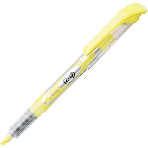 Pentel 24/7 Highlighter - Chisel Marker Point Style - Yellow - Pen-Style Highlighters - PENSL12G