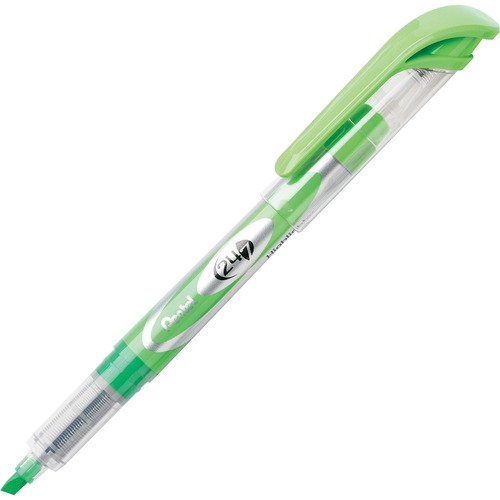 Pentel 24/7 Highlighter - Chisel Marker Point Style - Light Green - 1 Each - Pen-Style Highlighters - PENSL12K