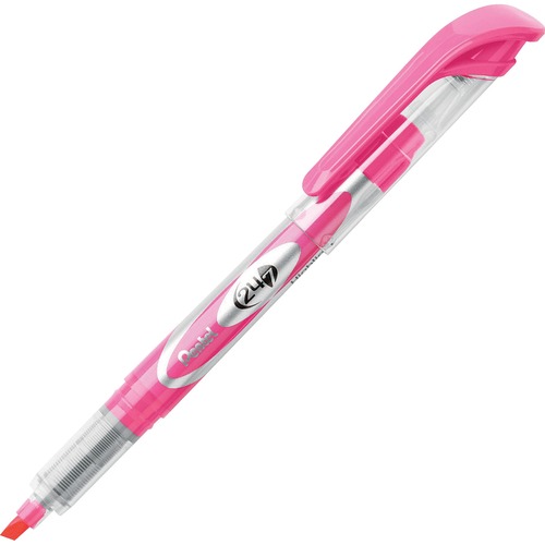 Pentel 24/7 Highlighter - Chisel Marker Point Style - Pink - 1 Each - Pen-Style Highlighters - PENSL12P