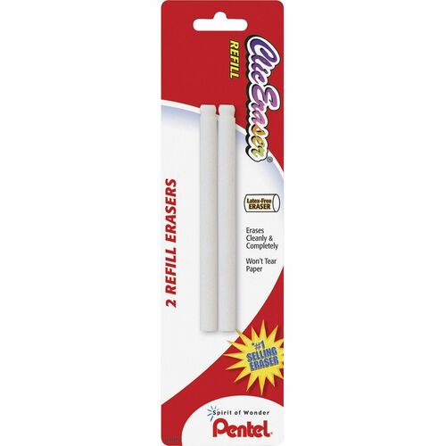 Pentel Clic Eraser Refills - White - 2 / Pack - Non-abrasive