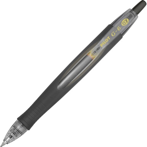 Pilot G6 Retractable Gel Pens - Fine Pen Point - 0.7 mm Pen Point Size - Refillable - Retractable - Black Gel-based Ink - Black Rubber Barrel - 1 Dozen
