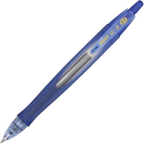 Pilot G6 Retractable Gel Pens - Fine Pen Point - 0.7 mm Pen Point Size - Refillable - Retractable - Blue Gel-based Ink - Blue Rubber Barrel - 1 Dozen
