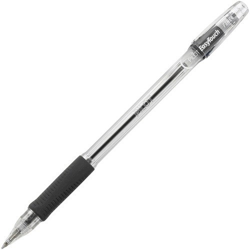 Pilot EasyTouch Ballpoint Pens - 0.7 mm Fine Pen Point - Refillable - Black Ink - Oil Based - Clear Barrel - 12 / Dozen