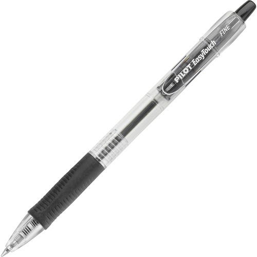 Pilot EasyTouch Retractable Ballpoint Pens - Fine Pen Point - 0.7 mm Pen Point Size - Refillable - Retractable - Black - Clear Barrel - 1 Dozen
