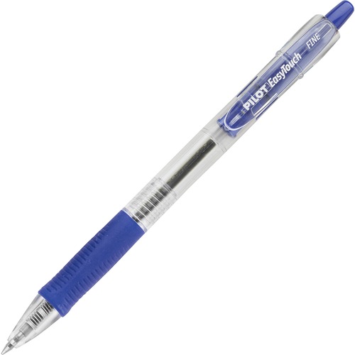 Pilot EasyTouch Retractable Ballpoint Pens - Fine Pen Point - 0.7 mm Pen Point Size - Refillable - Retractable - Blue - Clear Barrel - 1 Dozen